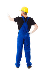 Man builder in the uniform, isolated