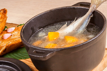 Fish soup with pink salmon