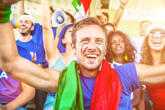 Italian Supporters Cheering at the Stadium