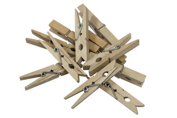 clothespins isolated on white background