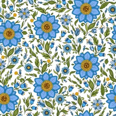 Möbelaufkleber Seamless vector floral pattern with colorful fantasy plants and © photo-nuke
