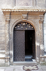 Fototapeta na wymiar Door of chapel of Three Saints in Lviv, Ukraine