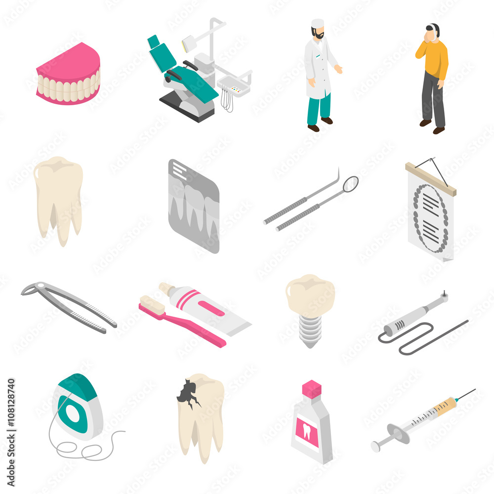 Wall mural dental color icons