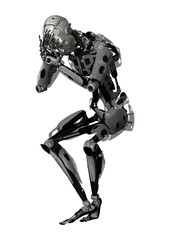 3D Illustration Male Cyborg on White