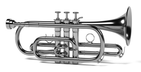 Fototapeta na wymiar 3d rendering of cornet musical instrument