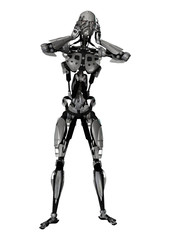 3D Illustration Male Cyborg on White