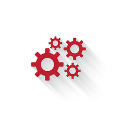 Flat red Process web icon with long drop shadow on white