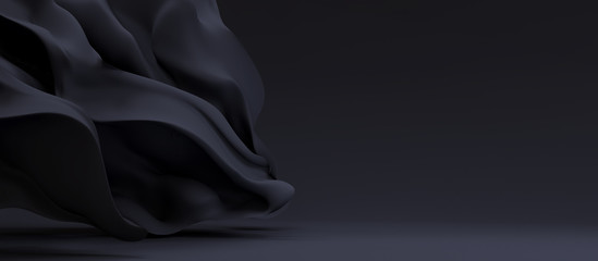 Gloomy dark background stylish beautiful black color with an empty room and abstract form - 108130971