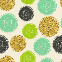 Seamless pattern with scribbles circles. 