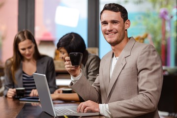 Friends using technology