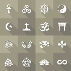 Vector Flat Icon Set - Spirituality Symbols
