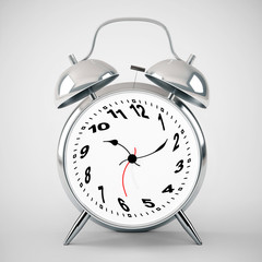 silver alarm clock twisted