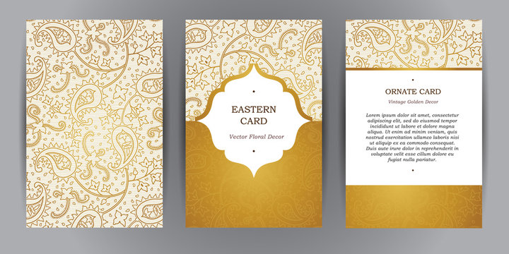 Vector set of vintage cards in Eastern style.