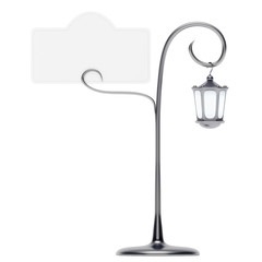 Antique lamp post with card holder isolated