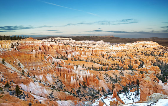 panoramic view of rock formations in Bryce Canyon