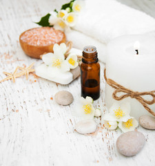 Fototapeta premium Spa concept with jasmine flowers