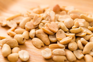 Pile Peanut on woodn background