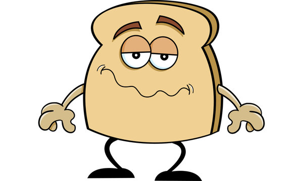 Cartoon Illustration Of A Frowning Piece Of Toast.