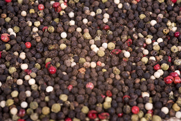 colored peppercorns as a background