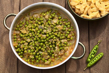Hungarian pea stew made of onion and peas and seasoned with paprika and salt (Selective Focus,...