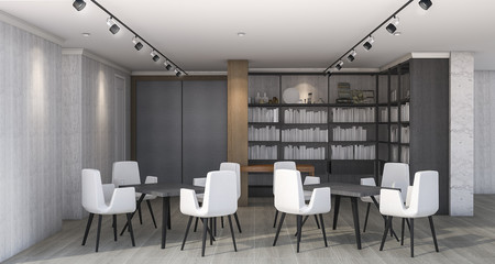 3d rendering beautiful loft style with wood texture library
