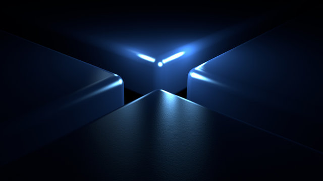 Abstract black background with 3D illumination