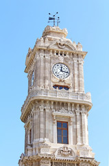 Fototapeta na wymiar Clocktower of Dolmabahce Palace in Istanbul, Turkey