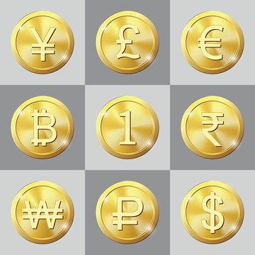 Coin icons set