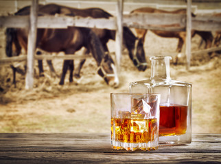 Decanter and glass of whiskey