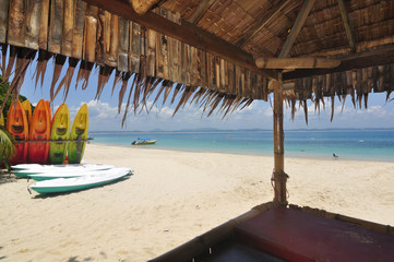 View From Beachbar on a Tropical Island, selective Focus