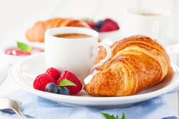 Croissants and coffee for breakfast
