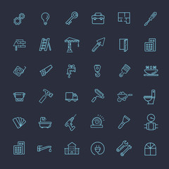 Outline web icons set - construction, home repair tools