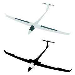 Two Silhouette of a glider is not a white background. Vector ill