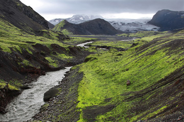 Valley in Iceland. Fantastic nature of the Arctic Circle