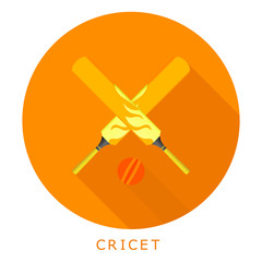 Flat simple icon cricket on a red circle. It is easy to change t