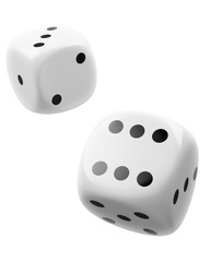two white dices isolated