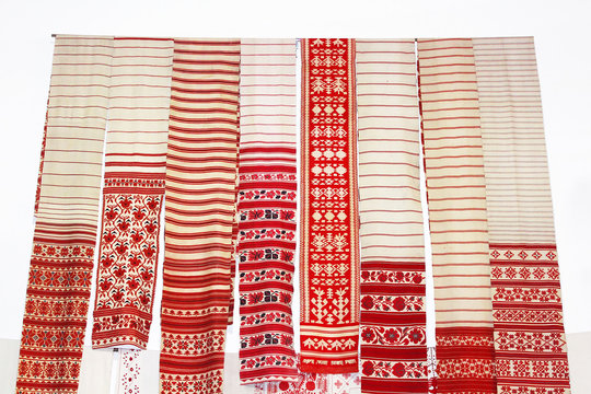 National ritual cloths embroidered with symbols and cryptograms (rushnyk) from all part of Ukraine