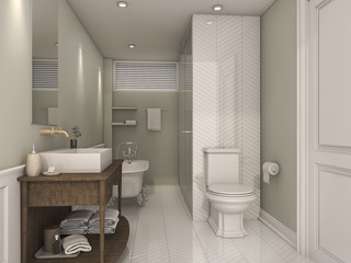 3d rendering beautiful vintage green bathroom