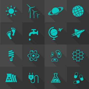 Vector Flat Icon Set - Science and Eco
