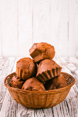 Cupcakes in a wicker breadbaskets
