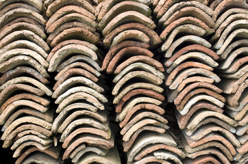 Heap of old greek roof tiles