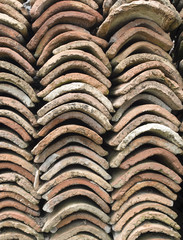 Heap of old greek roof tile