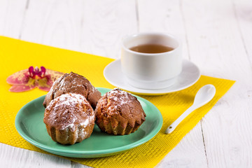 tea cup and muffins