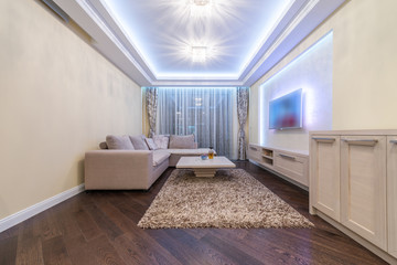 Modern living room with white sofa 