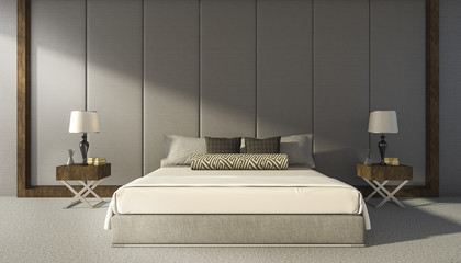 3d rendering beautiful grey wall bedroom