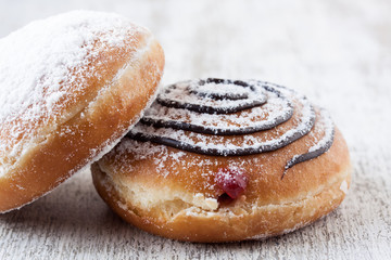 donut with chocolate and marmalade