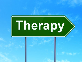 Medicine concept: Therapy on road sign background
