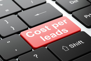 Fototapeta premium Finance concept: Cost Per Leads on computer keyboard background