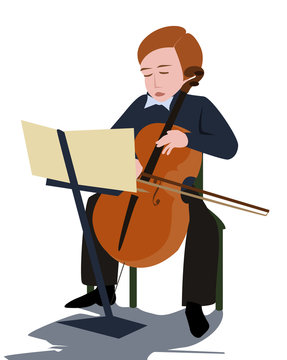 boy playing violoncello
