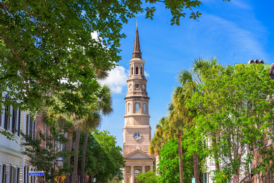 Charleston, South Carolina, USA Church In The French Quarter.